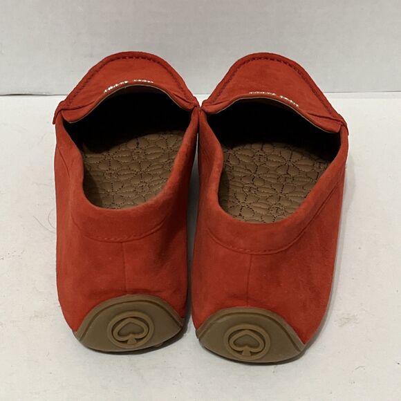 Kate Spade Leather Suede Deck Driver Loafers Womens 10 Coral Slip-On Shoes - Picture 6 of 10